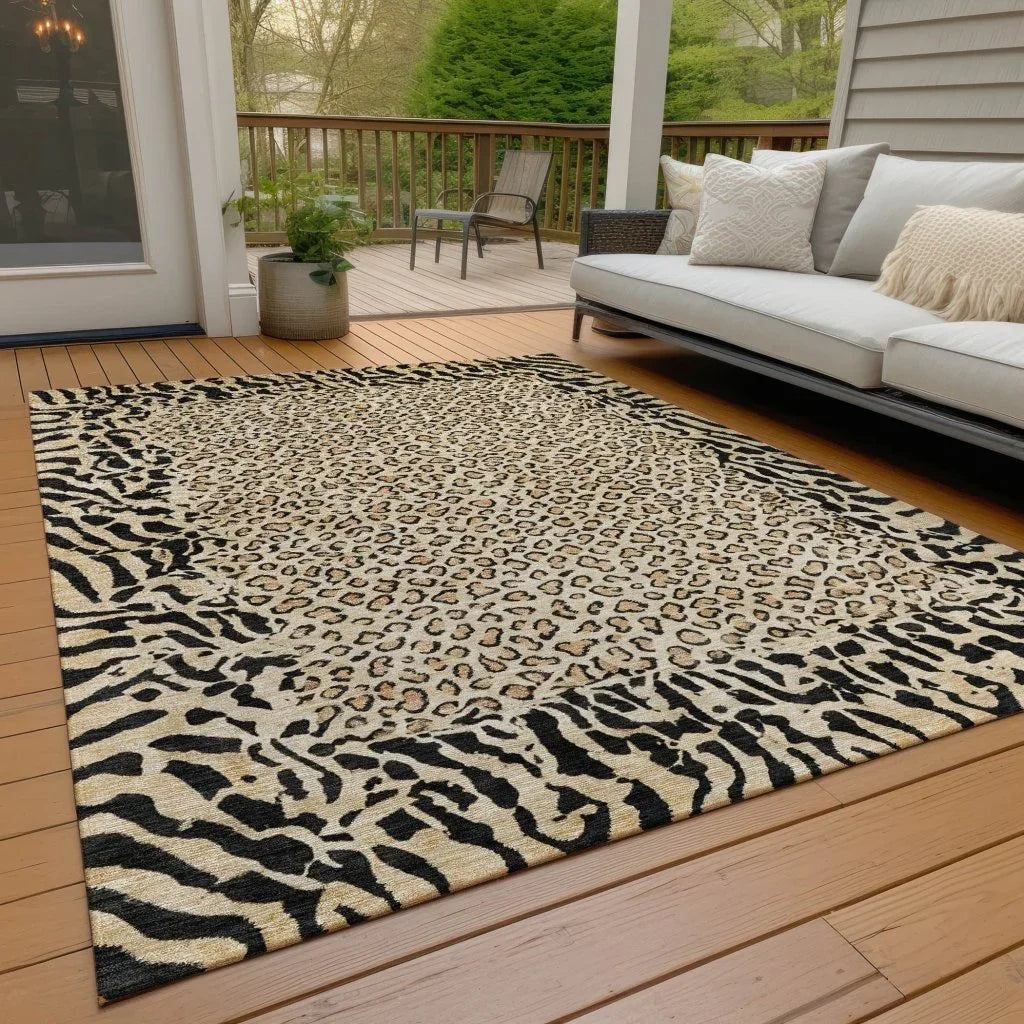 Elyvia Gold Washable Indoor - Outdoor Rug - LOOMLAN - LOOMLAN Rugs - Outdoor Rugs