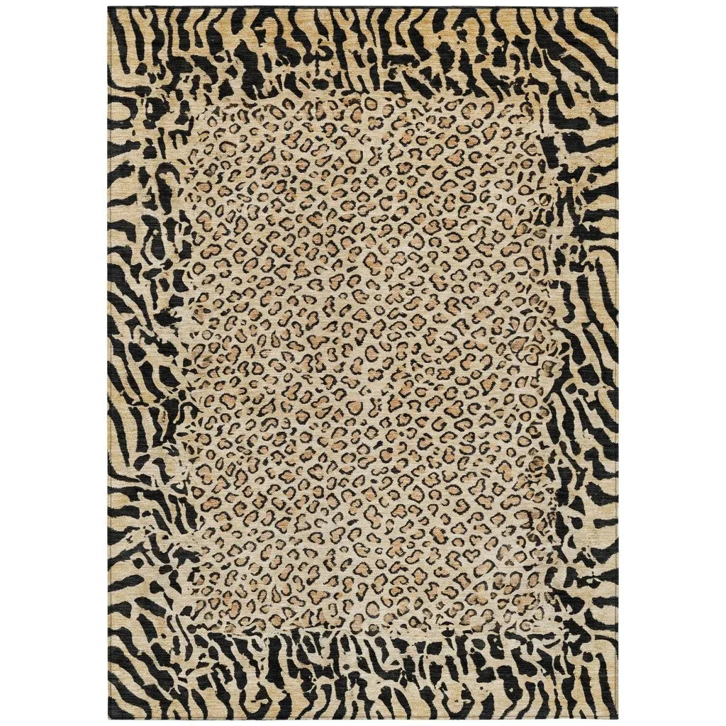 Elyvia Gold Washable Indoor - Outdoor Rug - LOOMLAN - LOOMLAN Rugs - Outdoor Rugs