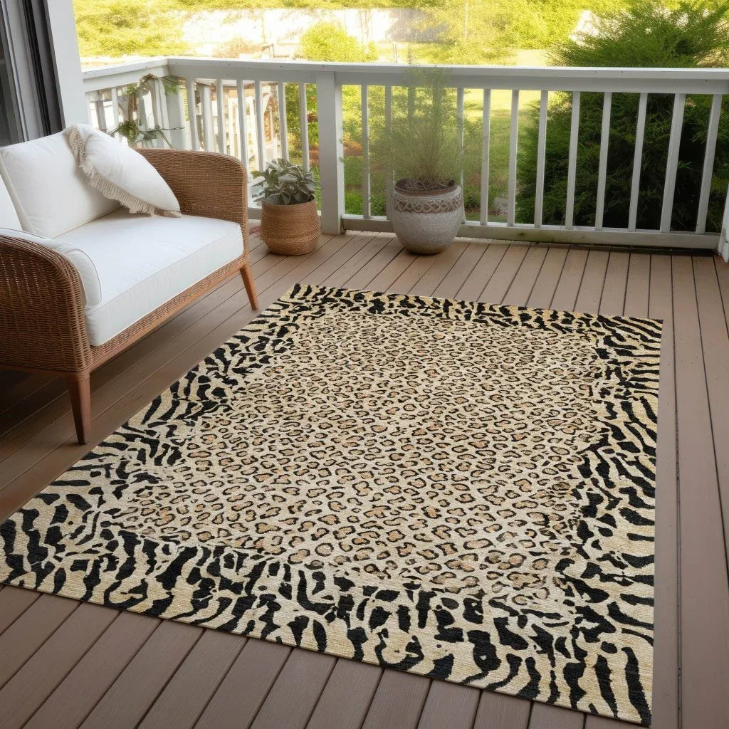 Elyvia Gold Washable Indoor - Outdoor Rug - LOOMLAN - LOOMLAN Rugs - Outdoor Rugs