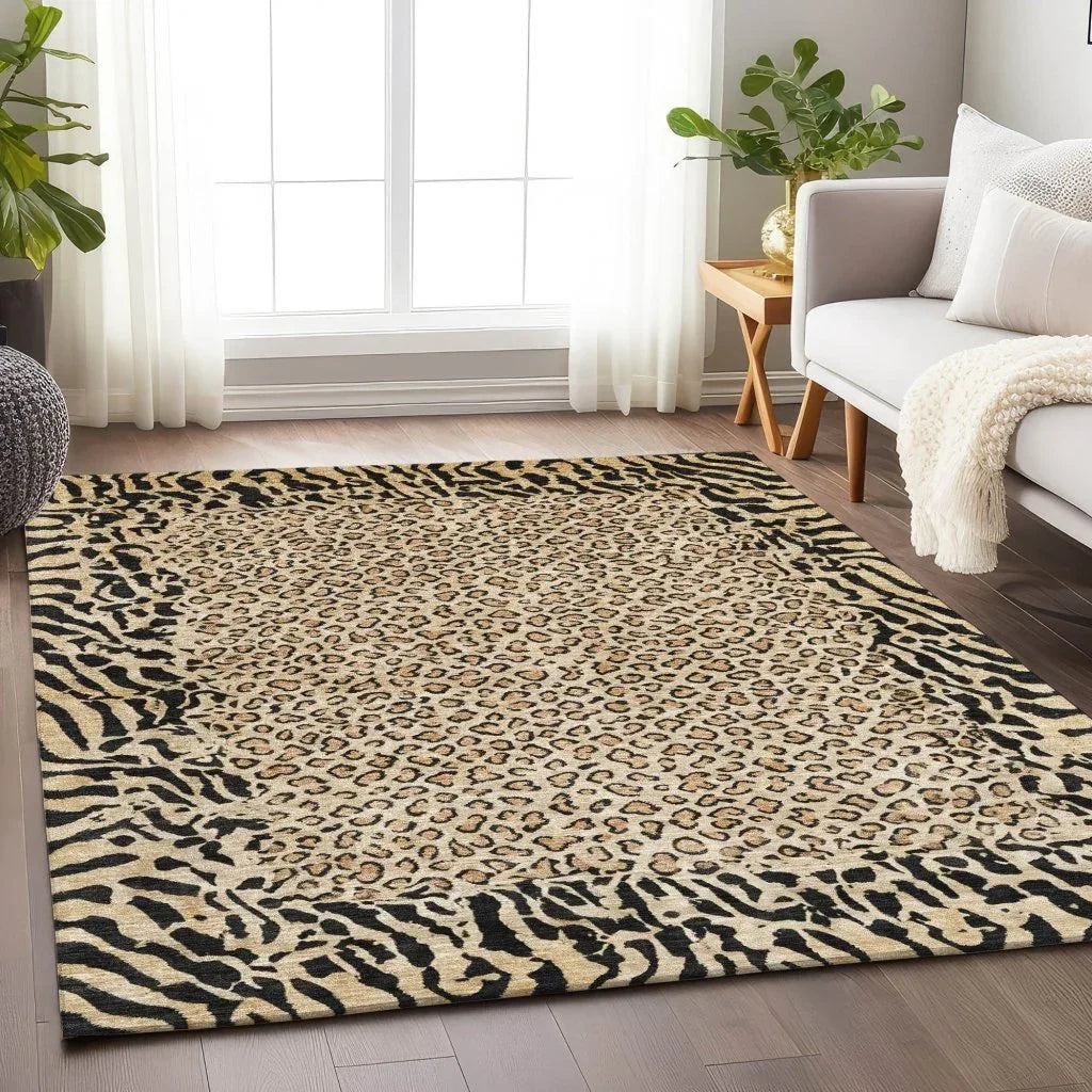 Elyvia Gold Washable Indoor - Outdoor Rug - LOOMLAN - LOOMLAN Rugs - Outdoor Rugs