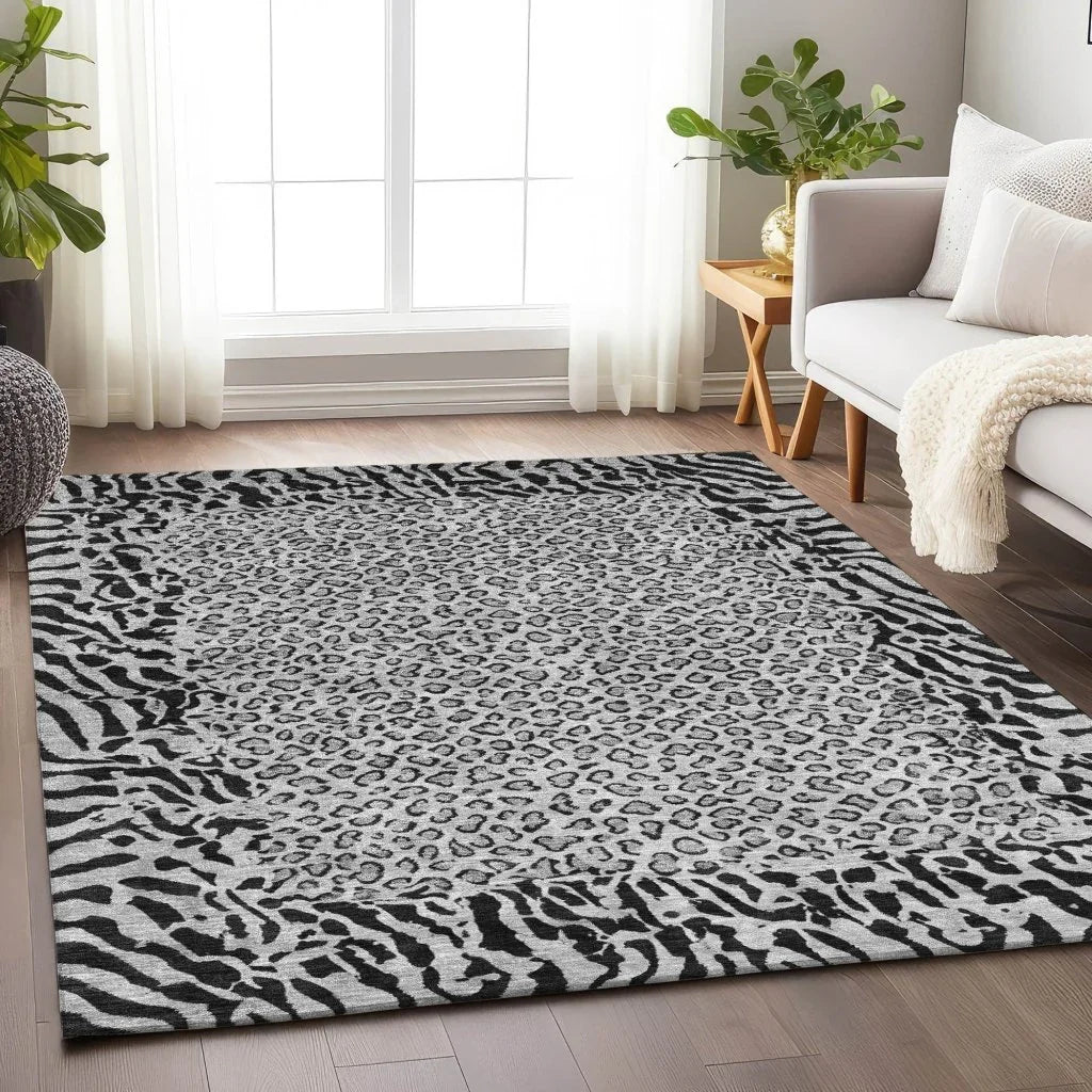 Elyvia Gray Washable Indoor - Outdoor Rug - LOOMLAN - LOOMLAN Rugs - Outdoor Rugs