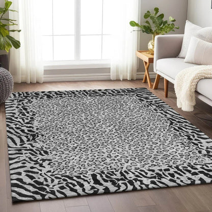 Elyvia Gray Washable Indoor - Outdoor Rug - LOOMLAN - LOOMLAN Rugs - Outdoor Rugs