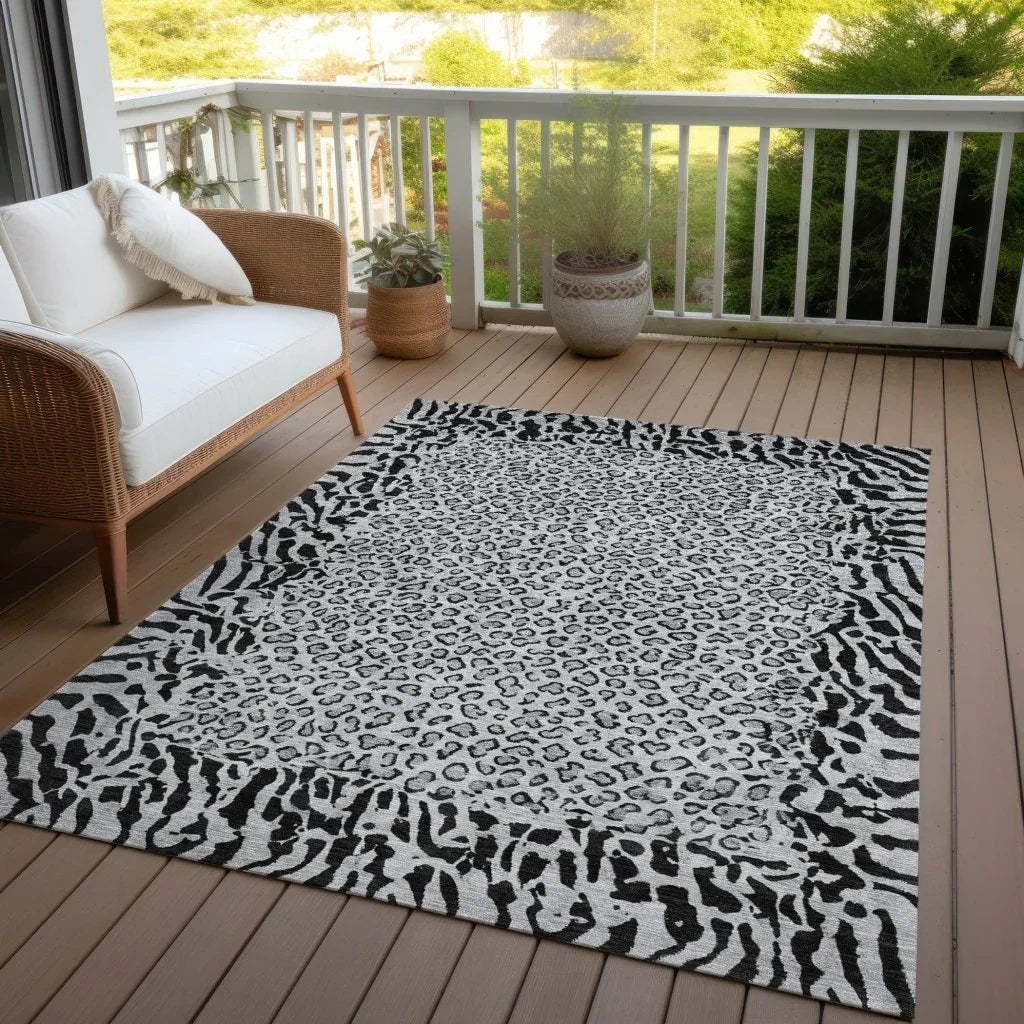 Elyvia Gray Washable Indoor - Outdoor Rug - LOOMLAN - LOOMLAN Rugs - Outdoor Rugs