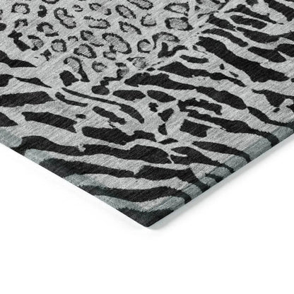 Elyvia Gray Washable Indoor - Outdoor Rug - LOOMLAN - LOOMLAN Rugs - Outdoor Rugs