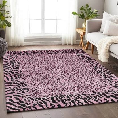 Elyvia Pink Washable Indoor - Outdoor Rug - LOOMLAN - LOOMLAN Rugs - Outdoor Rugs