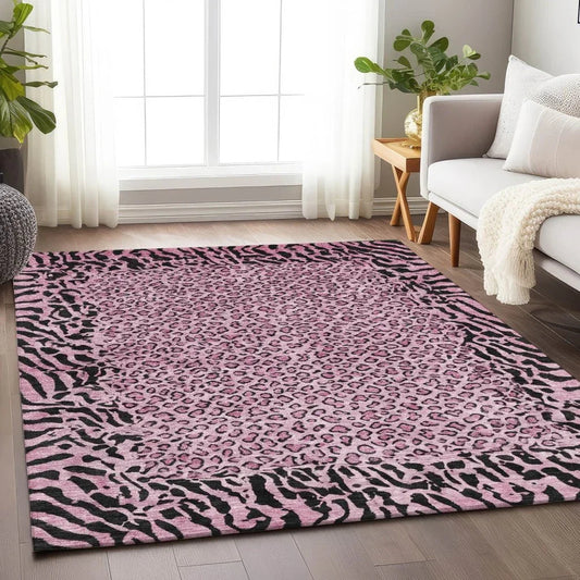 Elyvia Pink Washable Indoor - Outdoor Rug - LOOMLAN - LOOMLAN Rugs - Outdoor Rugs