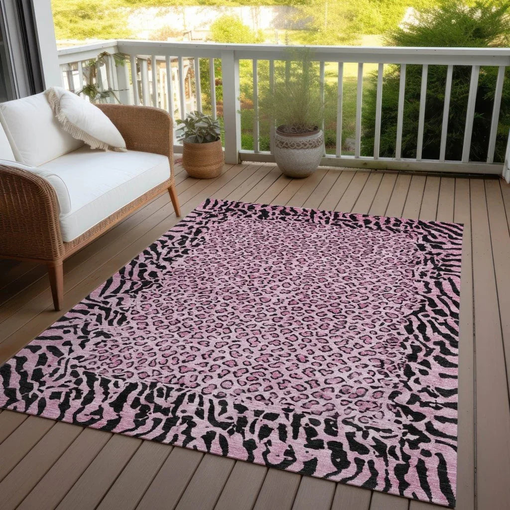 Elyvia Pink Washable Indoor - Outdoor Rug - LOOMLAN - LOOMLAN Rugs - Outdoor Rugs
