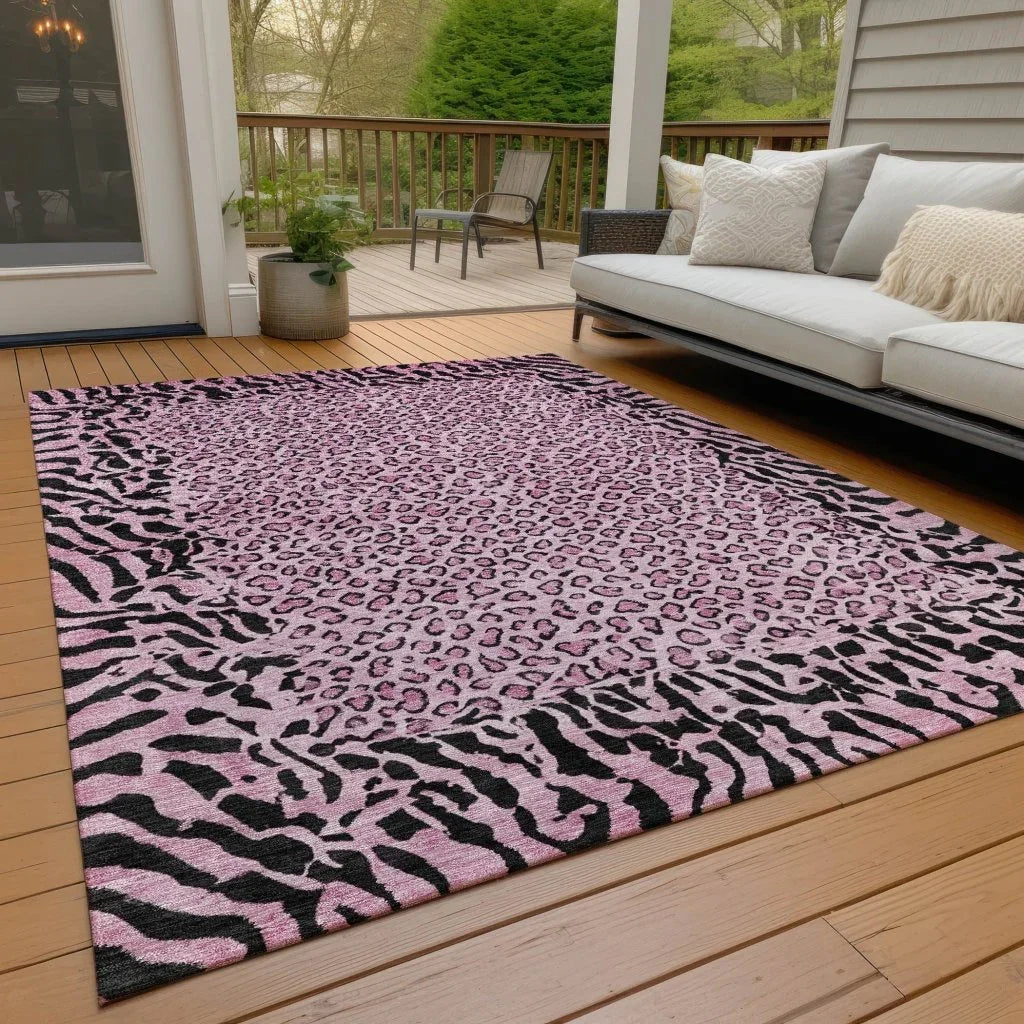 Elyvia Pink Washable Indoor - Outdoor Rug - LOOMLAN - LOOMLAN Rugs - Outdoor Rugs