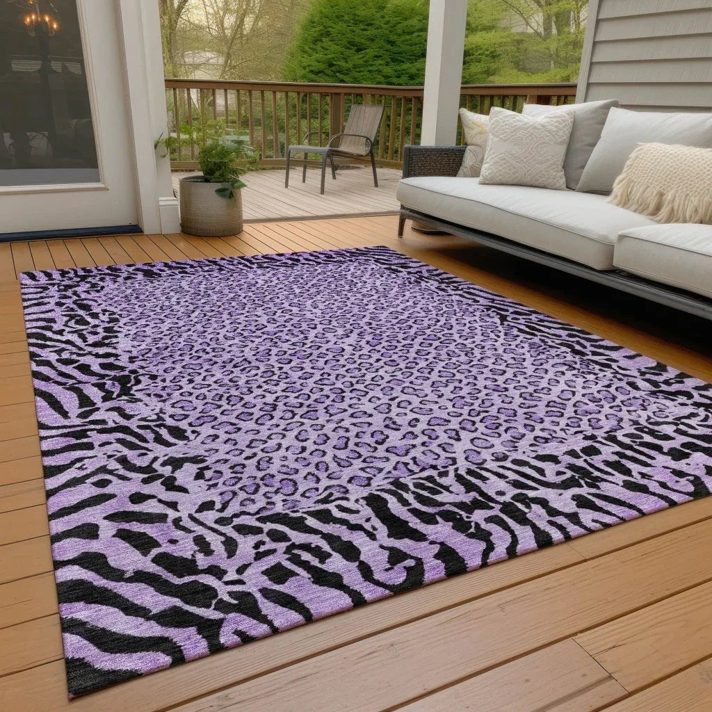 Elyvia Purple Washable Indoor - Outdoor Rug - LOOMLAN - LOOMLAN Rugs - Outdoor Rugs