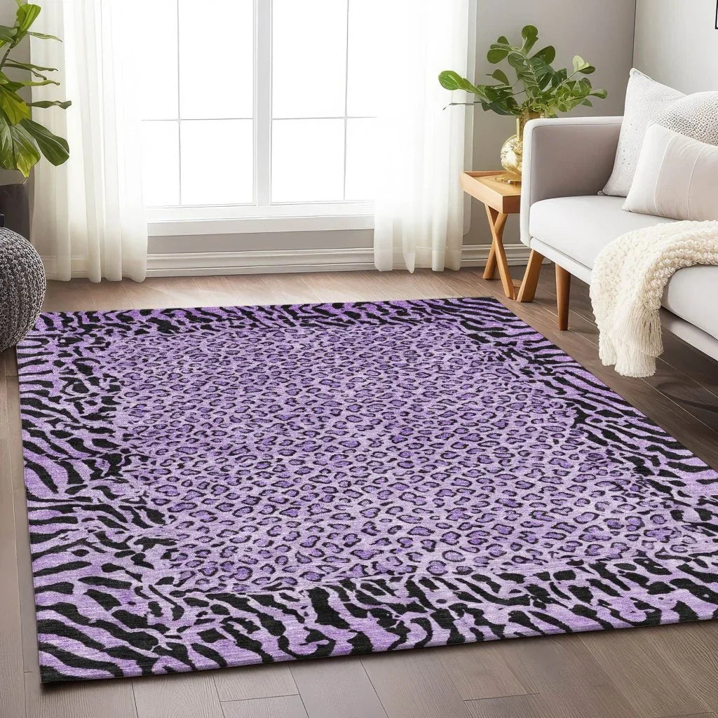 Elyvia Purple Washable Indoor - Outdoor Rug - LOOMLAN - LOOMLAN Rugs - Outdoor Rugs