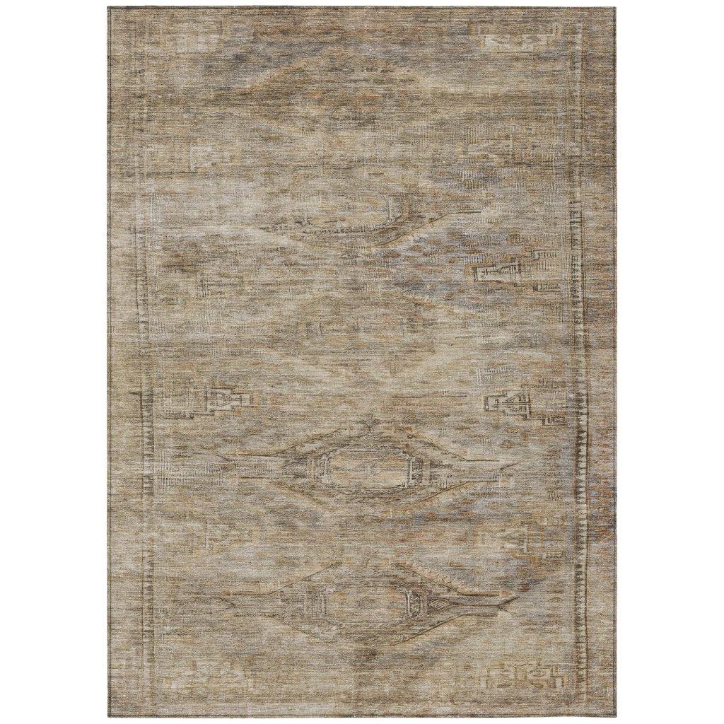 Emalisse Brown Washable Indoor - Outdoor Rug - LOOMLAN - LOOMLAN Rugs - Outdoor Rugs