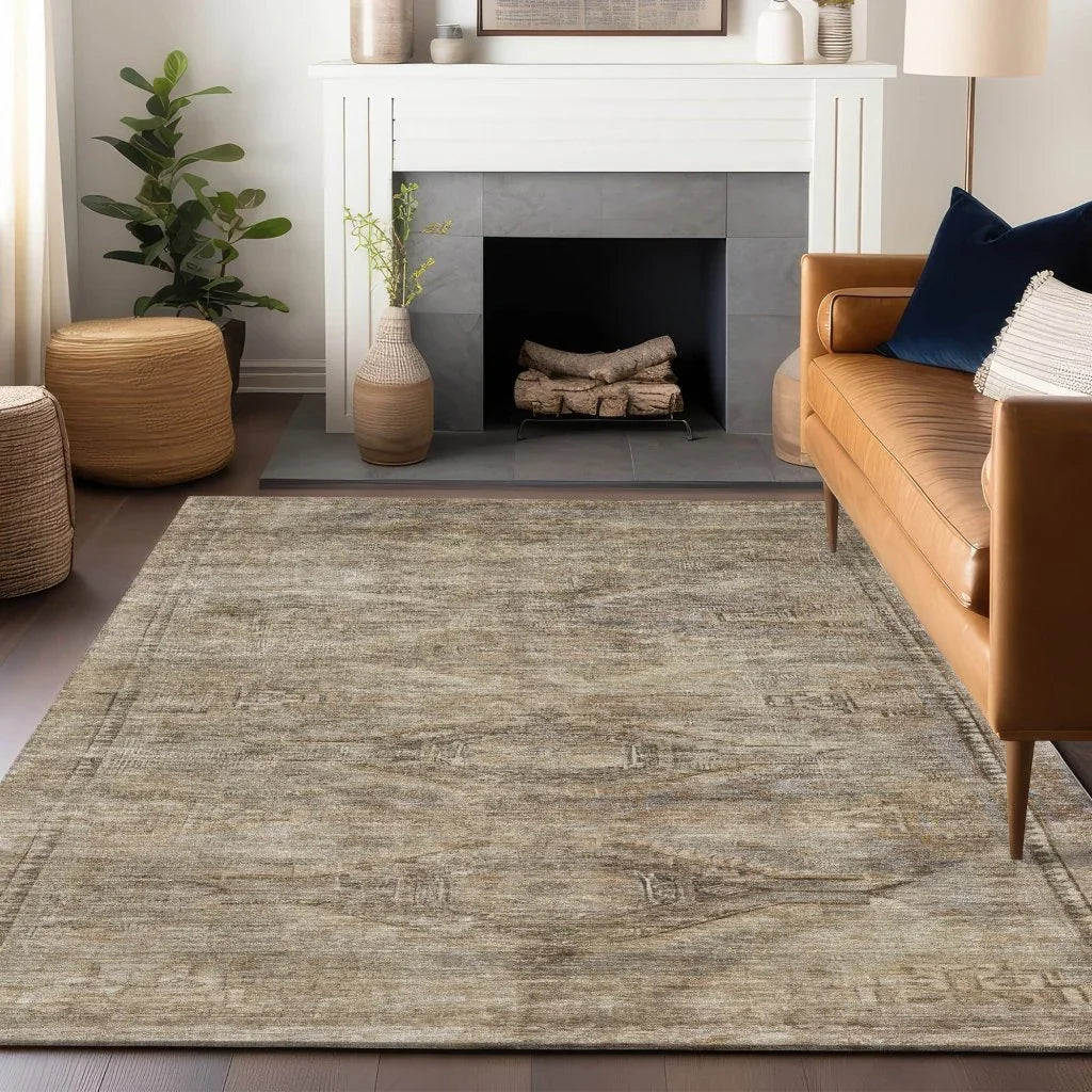 Emalisse Brown Washable Indoor - Outdoor Rug - LOOMLAN - LOOMLAN Rugs - Outdoor Rugs