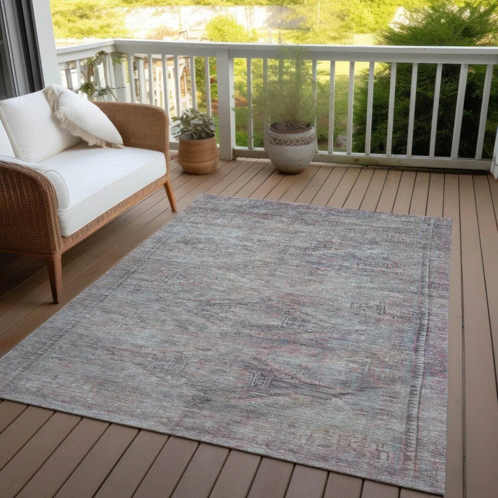 Emalisse Gray Washable Indoor - Outdoor Rug - LOOMLAN - LOOMLAN Rugs - Outdoor Rugs