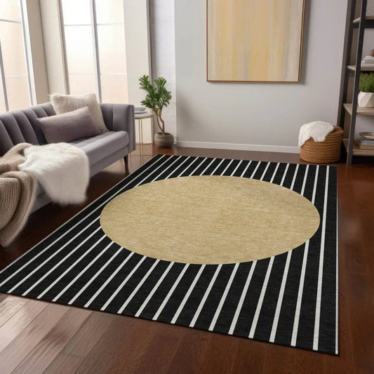 Ember Black Washable Indoor-Outdoor Rug-Outdoor Rugs-LOOMLAN Rugs-LOOMLAN