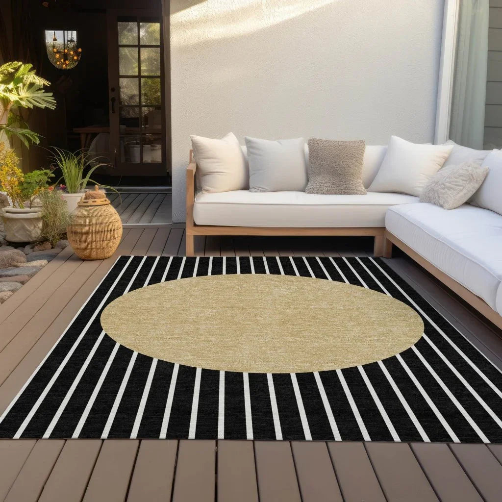 Ember Black Washable Indoor-Outdoor Rug-Outdoor Rugs-LOOMLAN Rugs-LOOMLAN