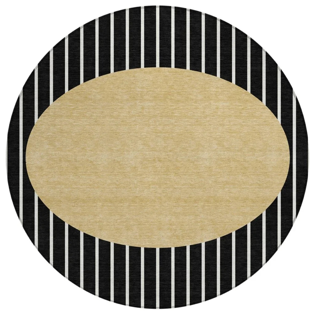 Ember Black Washable Indoor-Outdoor Rug-Outdoor Rugs-LOOMLAN Rugs-8' x 8'-LOOMLAN