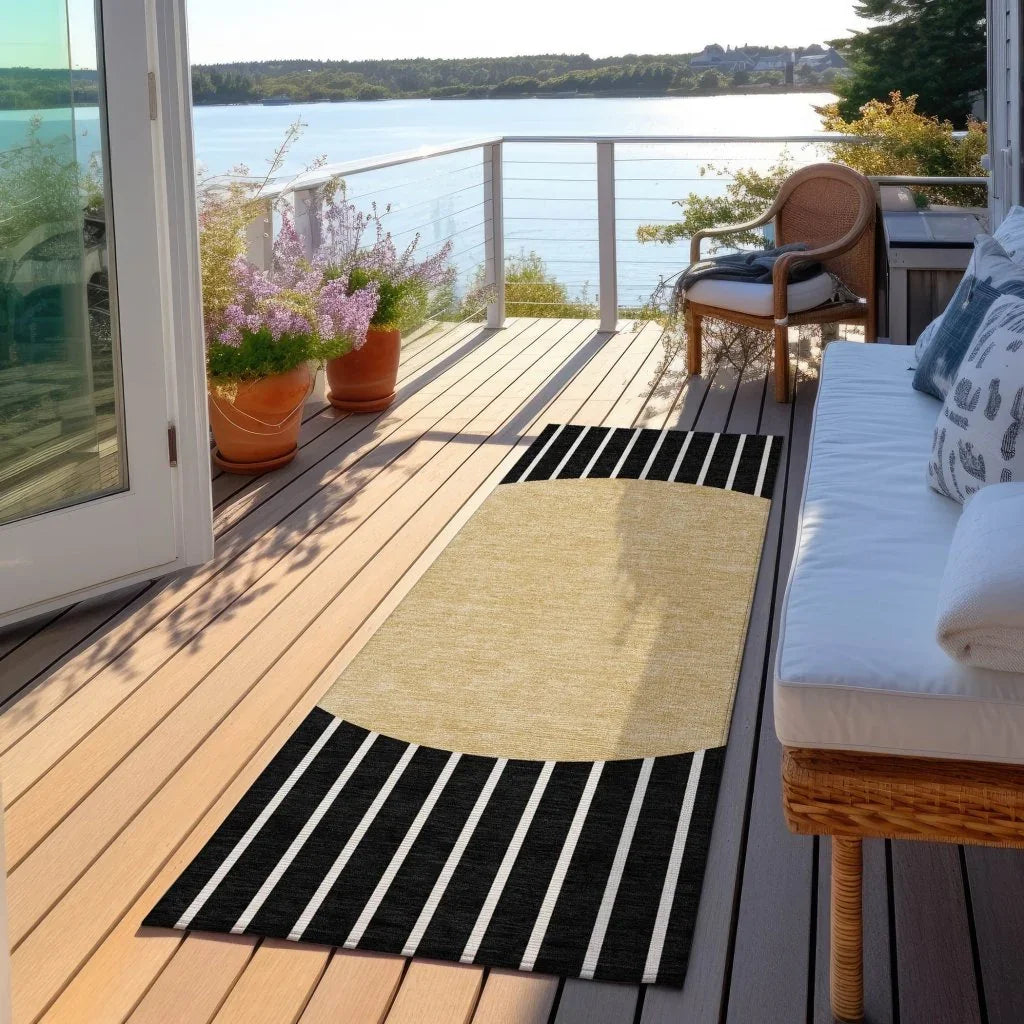 Ember Black Washable Indoor-Outdoor Rug-Outdoor Rugs-LOOMLAN Rugs-LOOMLAN