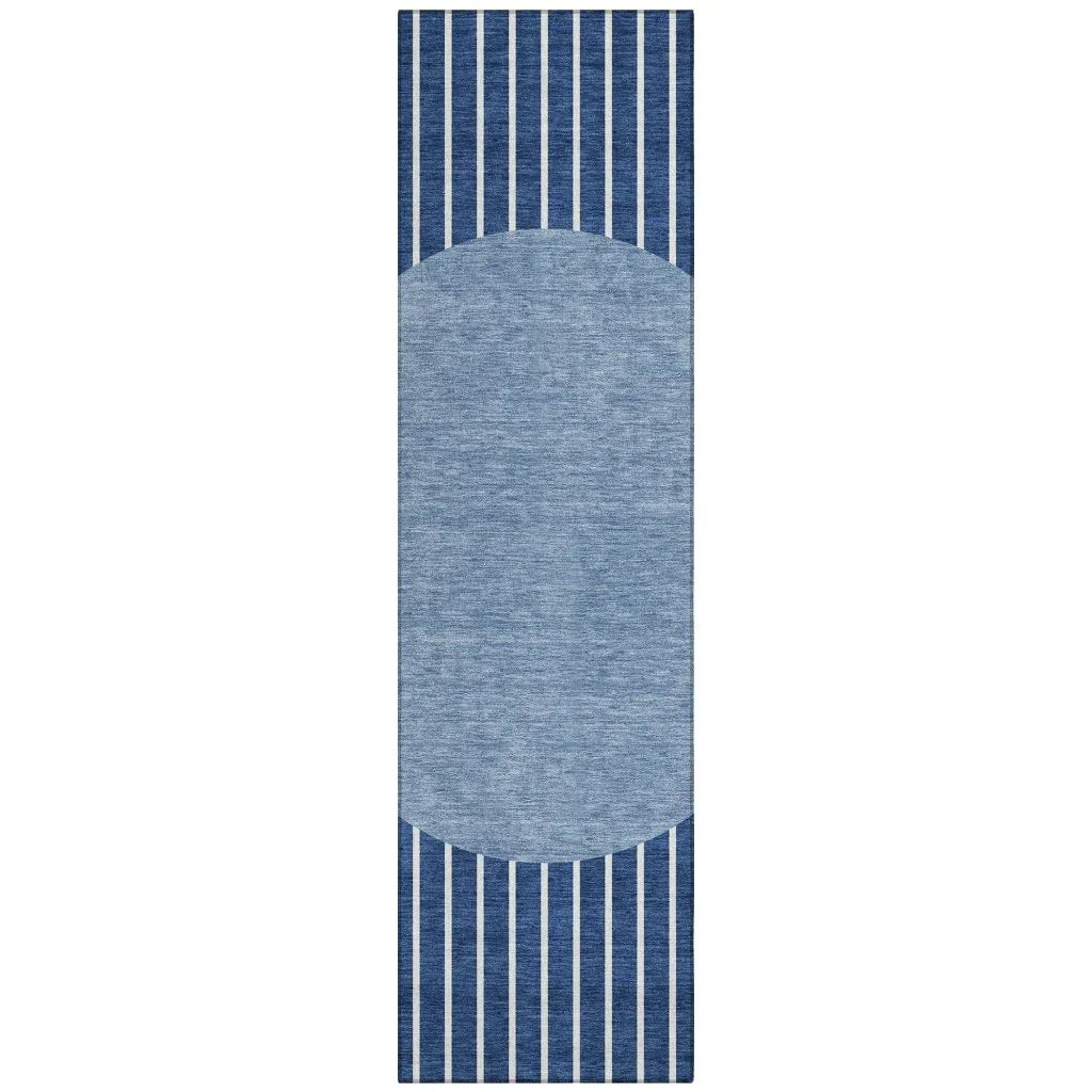 Ember Blue Washable Indoor-Outdoor Rug-Outdoor Rugs-LOOMLAN Rugs-2'3" x 7'6"-LOOMLAN