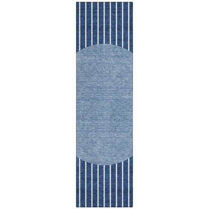 Ember Blue Washable Indoor-Outdoor Rug-Outdoor Rugs-LOOMLAN Rugs-2'3" x 7'6"-LOOMLAN