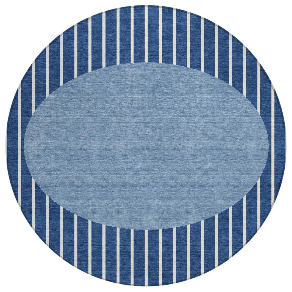 Ember Blue Washable Indoor-Outdoor Rug-Outdoor Rugs-LOOMLAN Rugs-8' x 8'-LOOMLAN