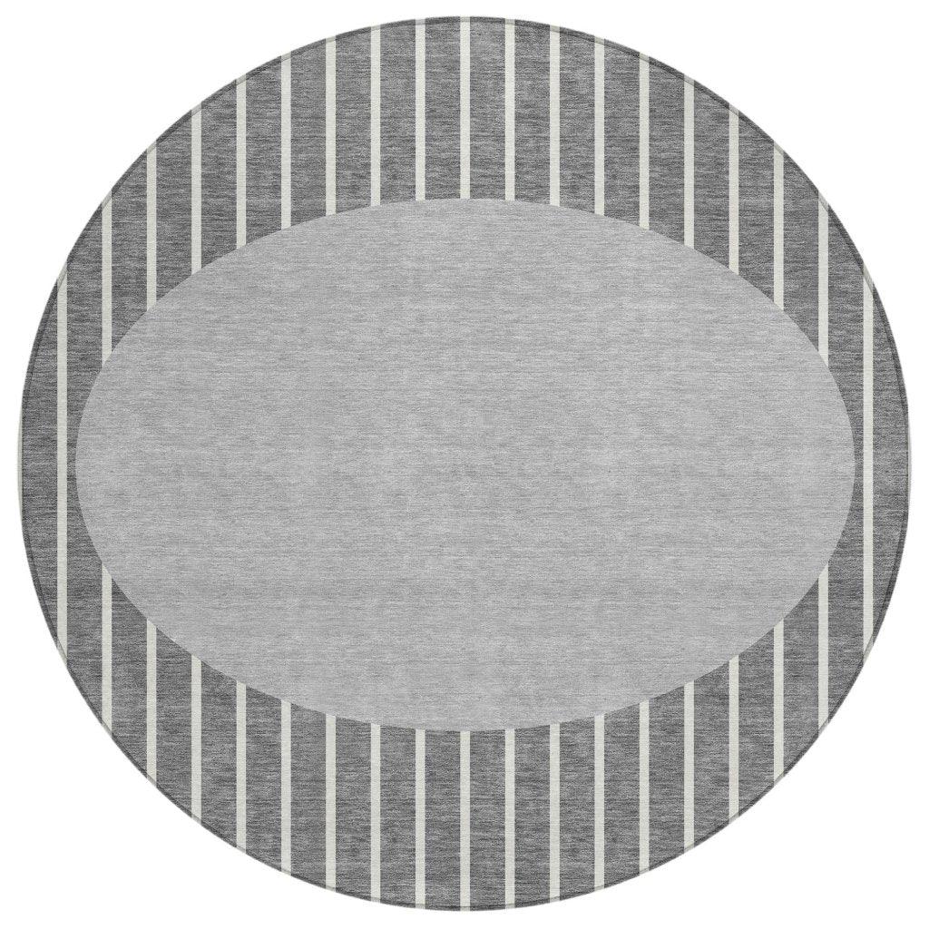 Ember Gray Washable Indoor-Outdoor Rug-Outdoor Rugs-LOOMLAN Rugs-8' x 8'-LOOMLAN