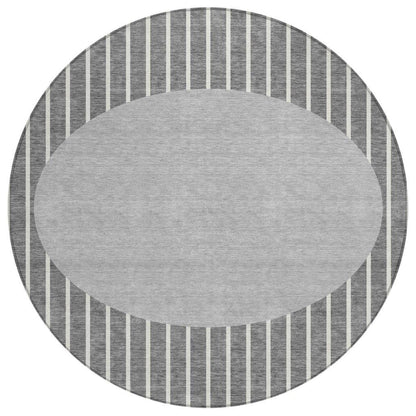 Ember Gray Washable Indoor-Outdoor Rug-Outdoor Rugs-LOOMLAN Rugs-8' x 8'-LOOMLAN