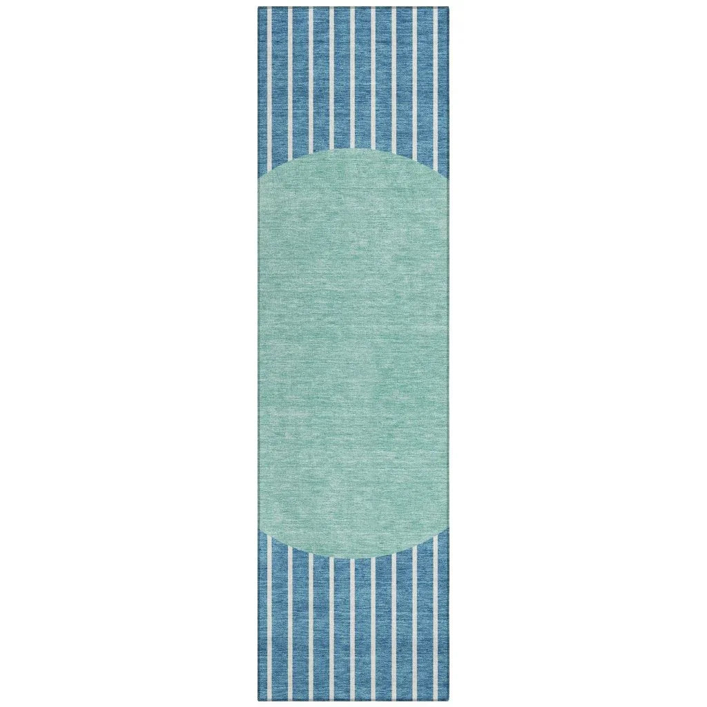 Ember Teal Washable Indoor-Outdoor Rug-Outdoor Rugs-LOOMLAN Rugs-2'3" x 7'6"-LOOMLAN