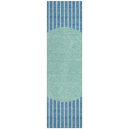 Ember Teal Washable Indoor-Outdoor Rug-Outdoor Rugs-LOOMLAN Rugs-2'3" x 7'6"-LOOMLAN
