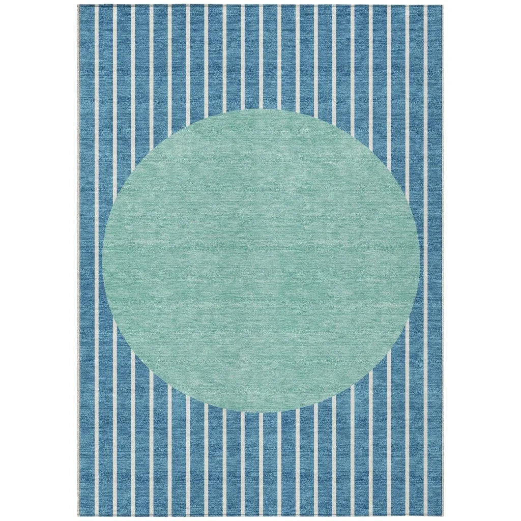 Ember Teal Washable Indoor-Outdoor Rug-Outdoor Rugs-LOOMLAN Rugs-2'6" x 3'10"-LOOMLAN