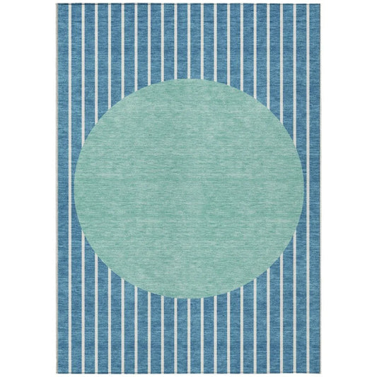 Ember Teal Washable Indoor-Outdoor Rug-Outdoor Rugs-LOOMLAN Rugs-2'6" x 3'10"-LOOMLAN