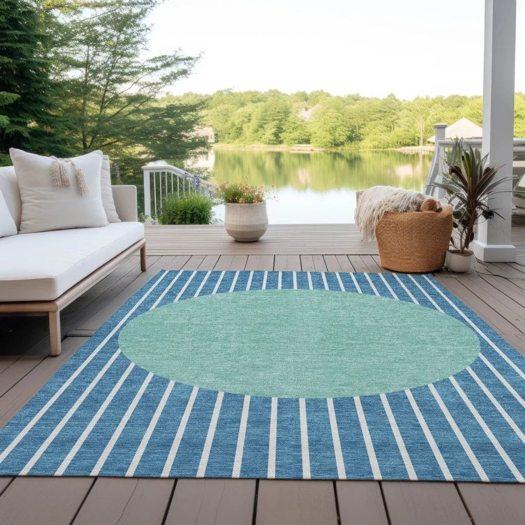 Ember Teal Washable Indoor-Outdoor Rug-Outdoor Rugs-LOOMLAN Rugs-LOOMLAN