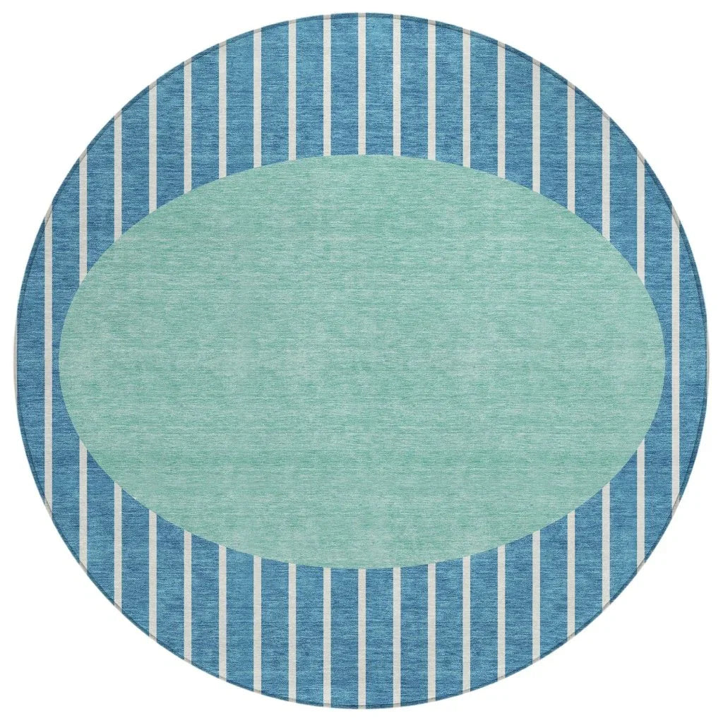 Ember Teal Washable Indoor-Outdoor Rug-Outdoor Rugs-LOOMLAN Rugs-8' x 8'-LOOMLAN