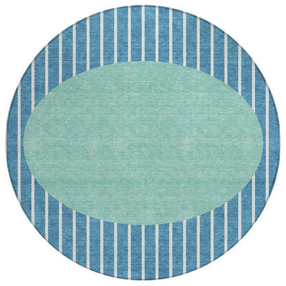 Ember Teal Washable Indoor-Outdoor Rug-Outdoor Rugs-LOOMLAN Rugs-8' x 8'-LOOMLAN