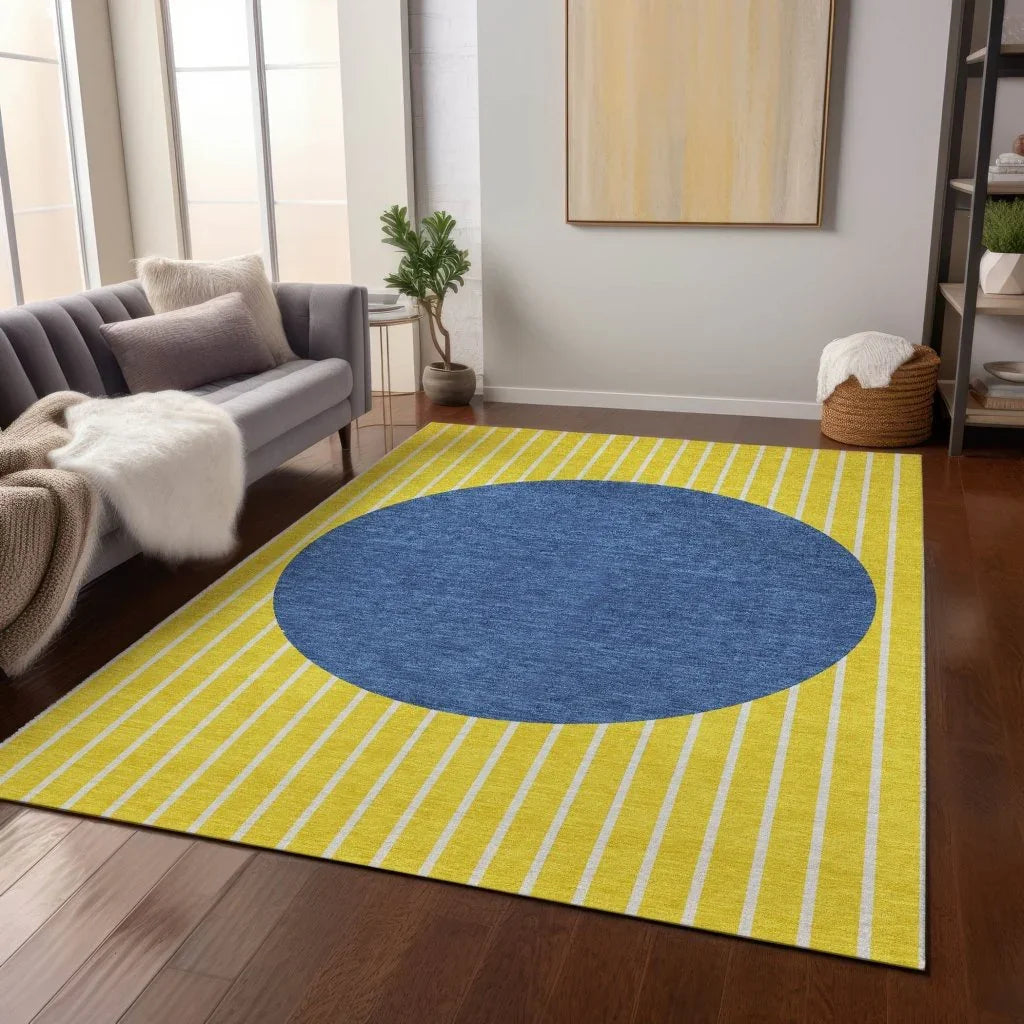 Ember Yellow Washable Indoor-Outdoor Rug-Outdoor Rugs-LOOMLAN Rugs-LOOMLAN