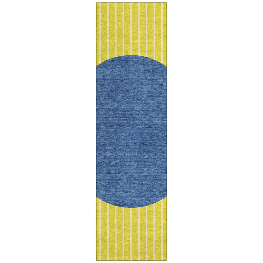 Ember Yellow Washable Indoor-Outdoor Rug-Outdoor Rugs-LOOMLAN Rugs-2'3" x 7'6"-LOOMLAN
