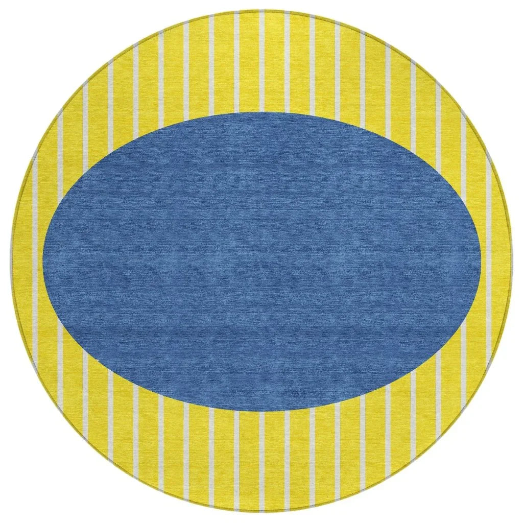 Ember Yellow Washable Indoor-Outdoor Rug-Outdoor Rugs-LOOMLAN Rugs-8' x 8'-LOOMLAN