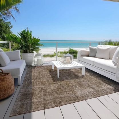 Emberith Brown Washable Indoor - Outdoor Rug - LOOMLAN - LOOMLAN Rugs - Outdoor Rugs