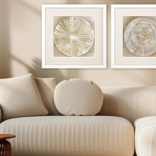 Emboss Beauty Beige Framed Wall Art