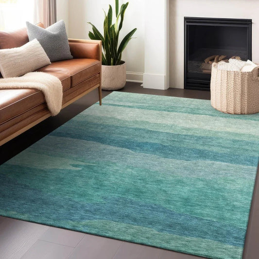 Embre Teal Washable Indoor - Outdoor Rug - LOOMLAN - LOOMLAN Rugs - Outdoor Rugs