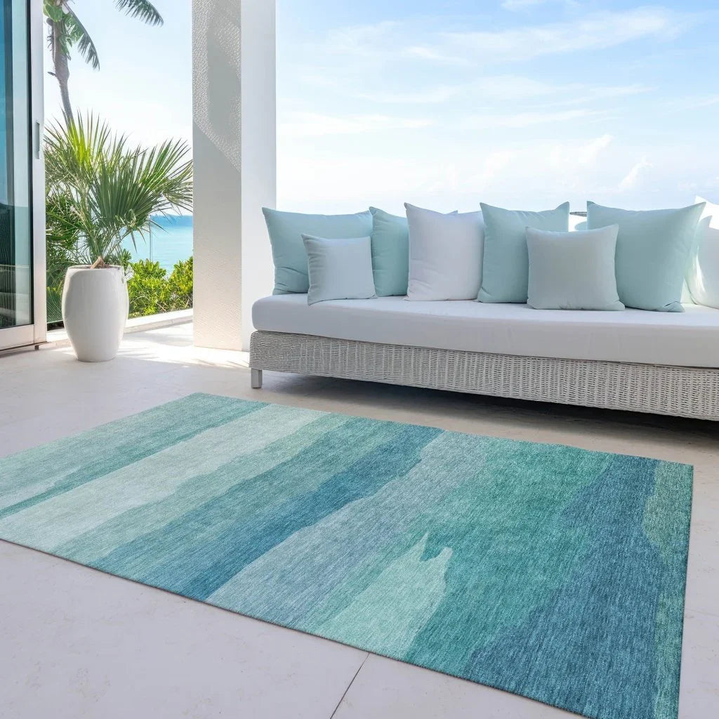Embre Teal Washable Indoor - Outdoor Rug - LOOMLAN - LOOMLAN Rugs - Outdoor Rugs
