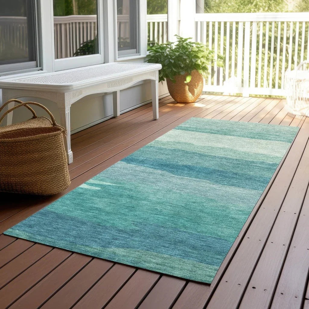 Embre Teal Washable Indoor - Outdoor Rug - LOOMLAN - LOOMLAN Rugs - Outdoor Rugs