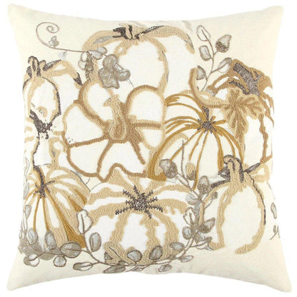 Embroidery Pumpkins Khaki Pillow With Insert - LOOMLAN - LOOMLAN - Throw Pillows