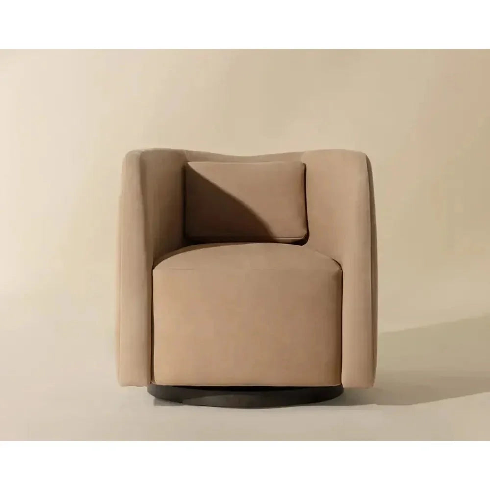 Emilie Leather Swivel Lounge Chair-Lounge Chairs-SUNPAN-LOOMLAN