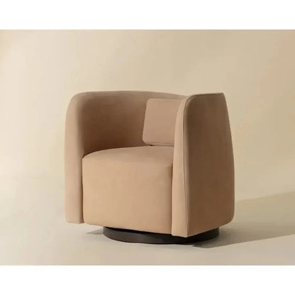 Emilie Leather Swivel Lounge Chair-Lounge Chairs-SUNPAN-LOOMLAN