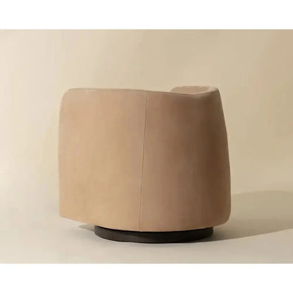 Emilie Leather Swivel Lounge Chair-Lounge Chairs-SUNPAN-LOOMLAN