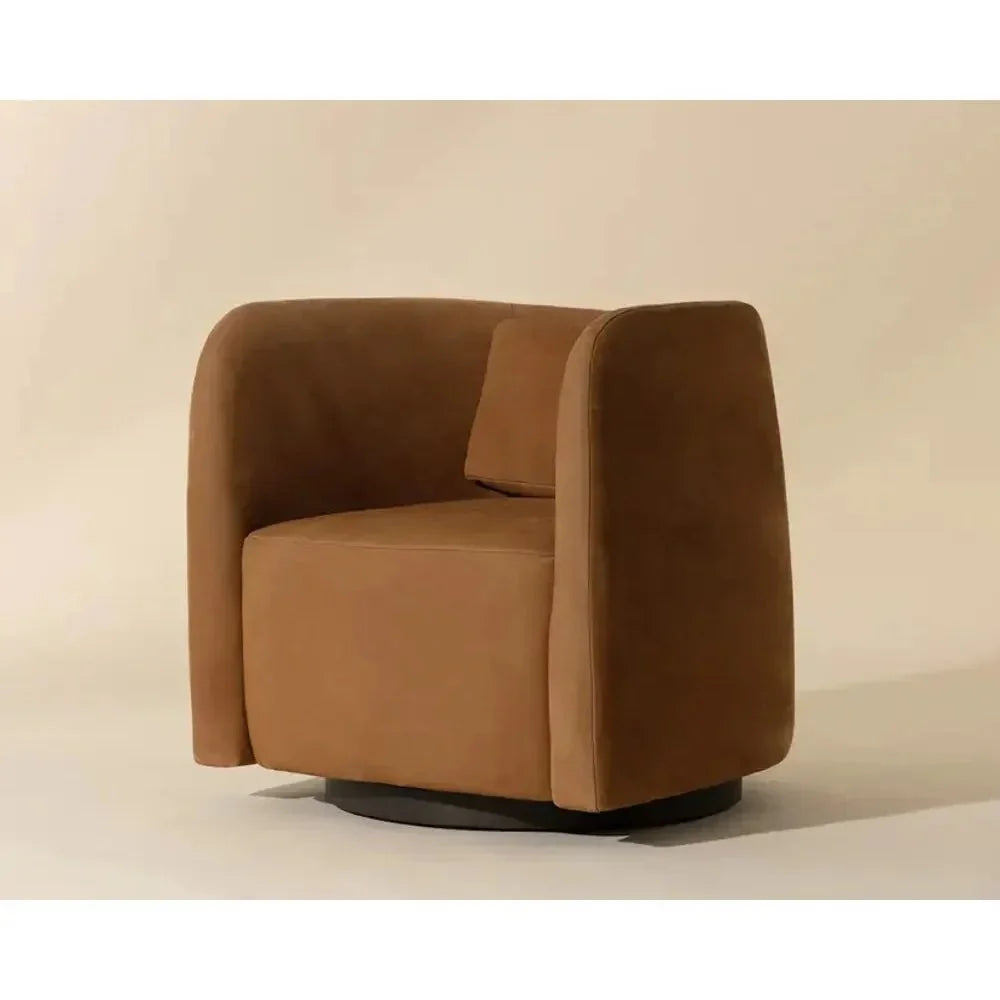 Emilie Leather Swivel Lounge Chair-Lounge Chairs-SUNPAN-LOOMLAN