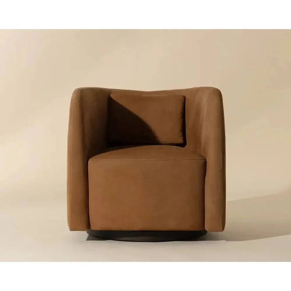 Emilie Leather Swivel Lounge Chair-Lounge Chairs-SUNPAN-LOOMLAN