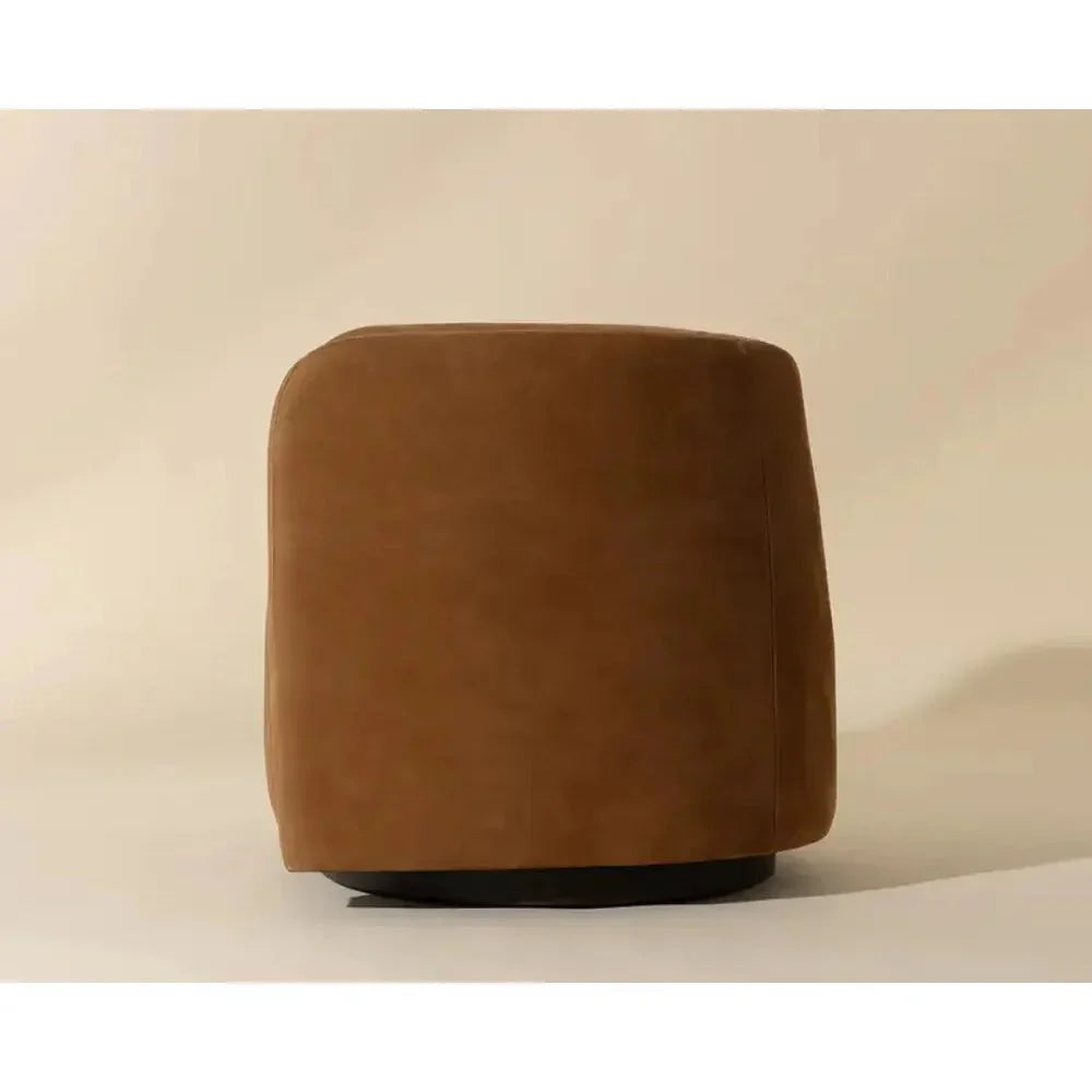Emilie Leather Swivel Lounge Chair-Lounge Chairs-SUNPAN-LOOMLAN