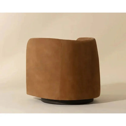 Emilie Leather Swivel Lounge Chair-Lounge Chairs-SUNPAN-LOOMLAN