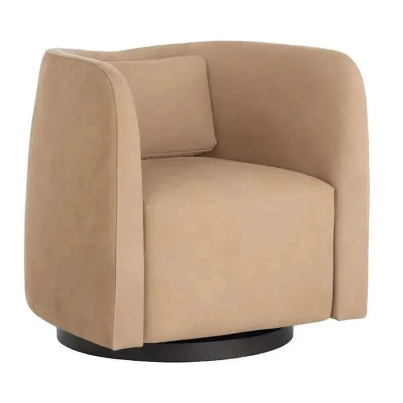 Emilie Leather Swivel Lounge Chair-Lounge Chairs-SUNPAN-Nubuck Tan-LOOMLAN